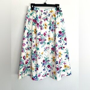 Vintage 80s‎ Lori of California Woven Floral Midi Skirt Size Medium Cottagecore